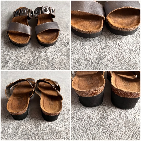 Naot  Michele Rhinestone Jewel Bejeweled Strappy Cork Comfort Sandal Silver Gray - Picture 4 of 15